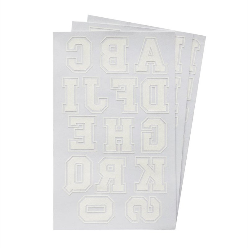 Magfok Iron on Letters & Numbers 1.75-Inch White Transfer for Clothing (White - 3 Sheet) - Image 1